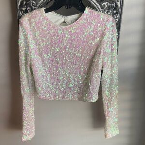 Endless Rose Iridescent Sequin Crop Top
